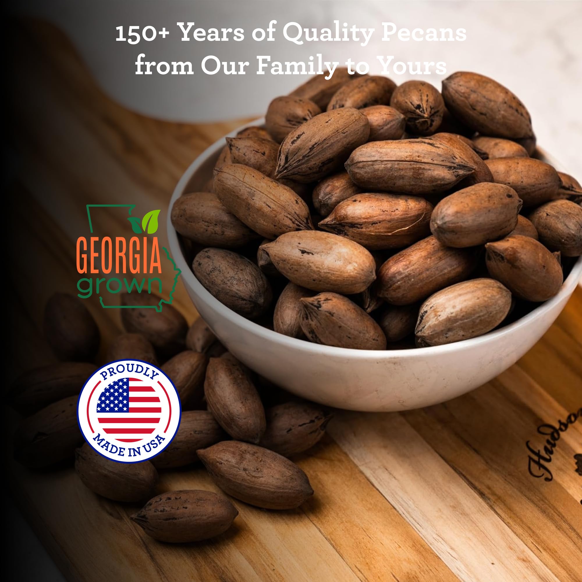 HUDSON PECAN: Georgia Grown Pecans, Classic In-Shell. Family-Owned, Premium Southern Unshelled Nuts. Slightly Sweet Flavor (Gluten-Free, Kosher, Keto