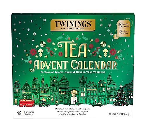 NEW Twinings Tea Advent Calendar Gift Set, 24-Day Holiday Sampler with Black, Green & Herbal Teas, Christmas Countdown Box for Tea Lovers, Brew Joy
