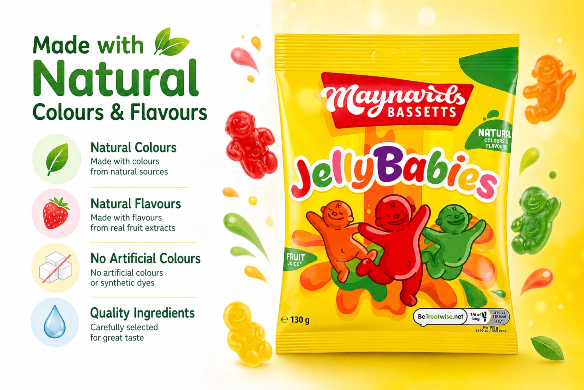 Maynards Bassetts Jelly Babies Sweets 130g (4 Pack)