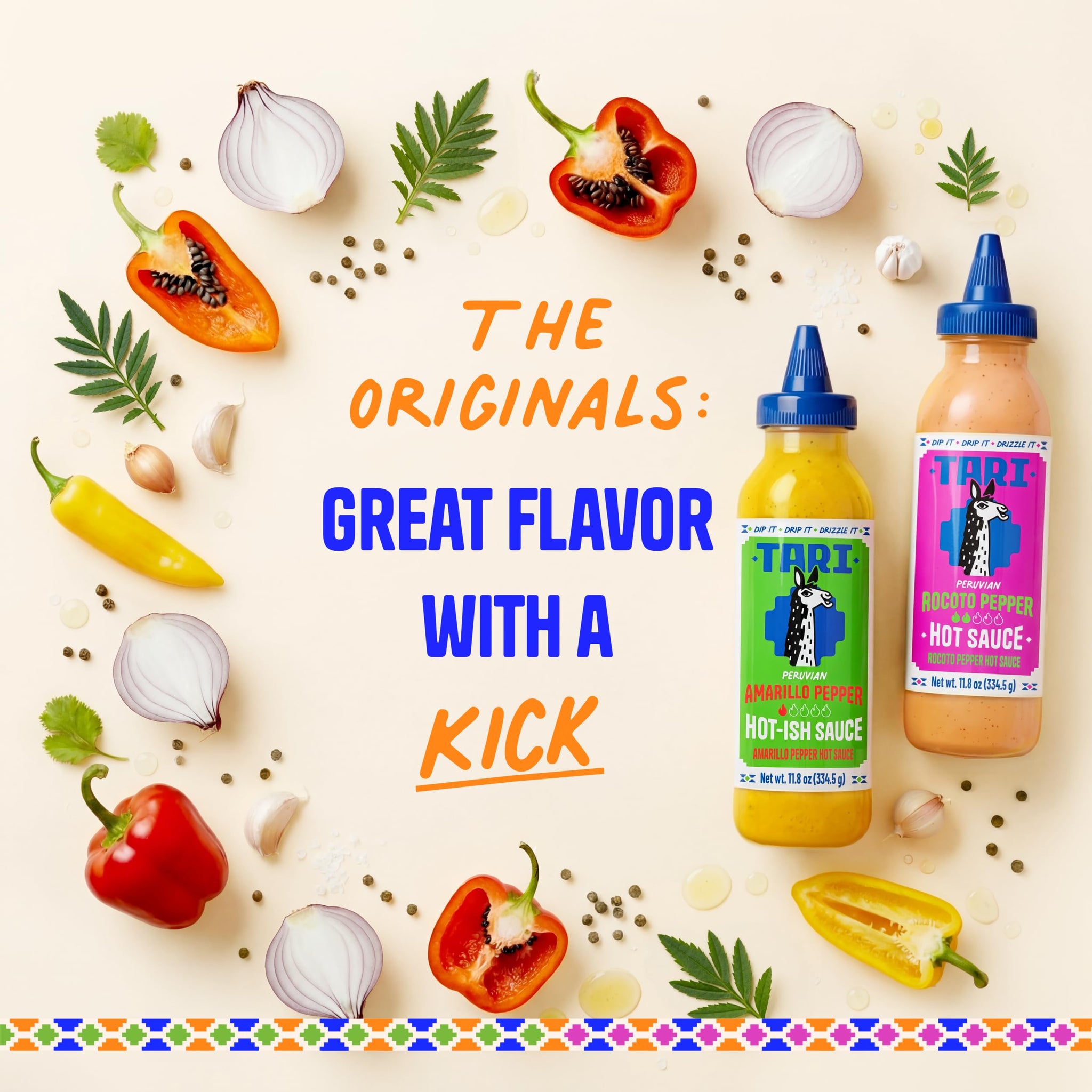 Tari Hot Sauce Variety Pack - Aji Amarillo (Mild & Tangy) & Aji Rocoto (Smoky) - 11.8 oz each (2Pk)