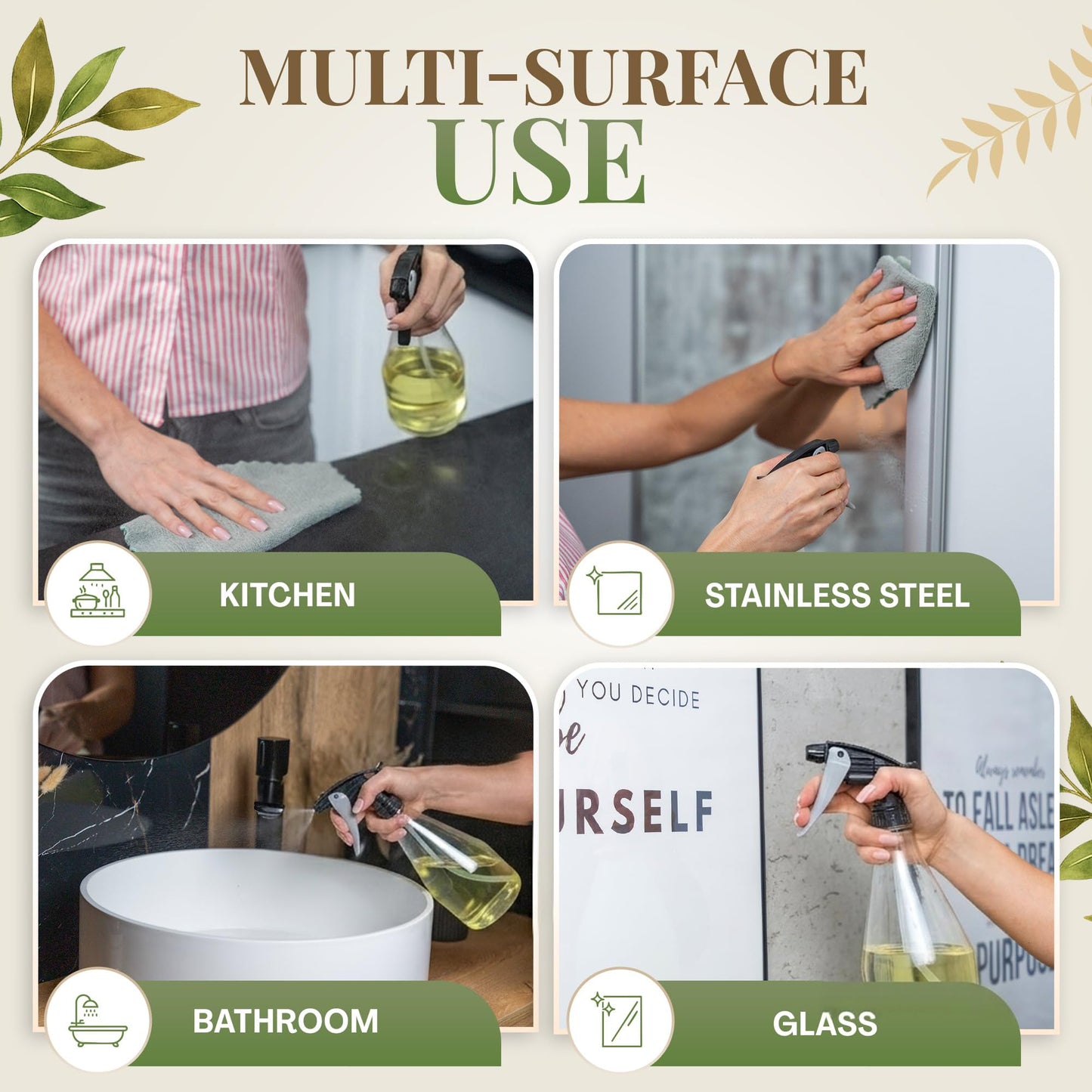 Cleaning Tablets for Spray Bottle Multi Surface Cleaner Refill Pods Eco Friendly Non Toxic Lemon Scent Plant Based (4 Pack)