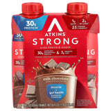Atkins Strong High Protein Shake, Milk Chocolate, 30g Protein, 7g Prebiotic Fiber, Muscle & Gut Health Support Complex, 4 Count