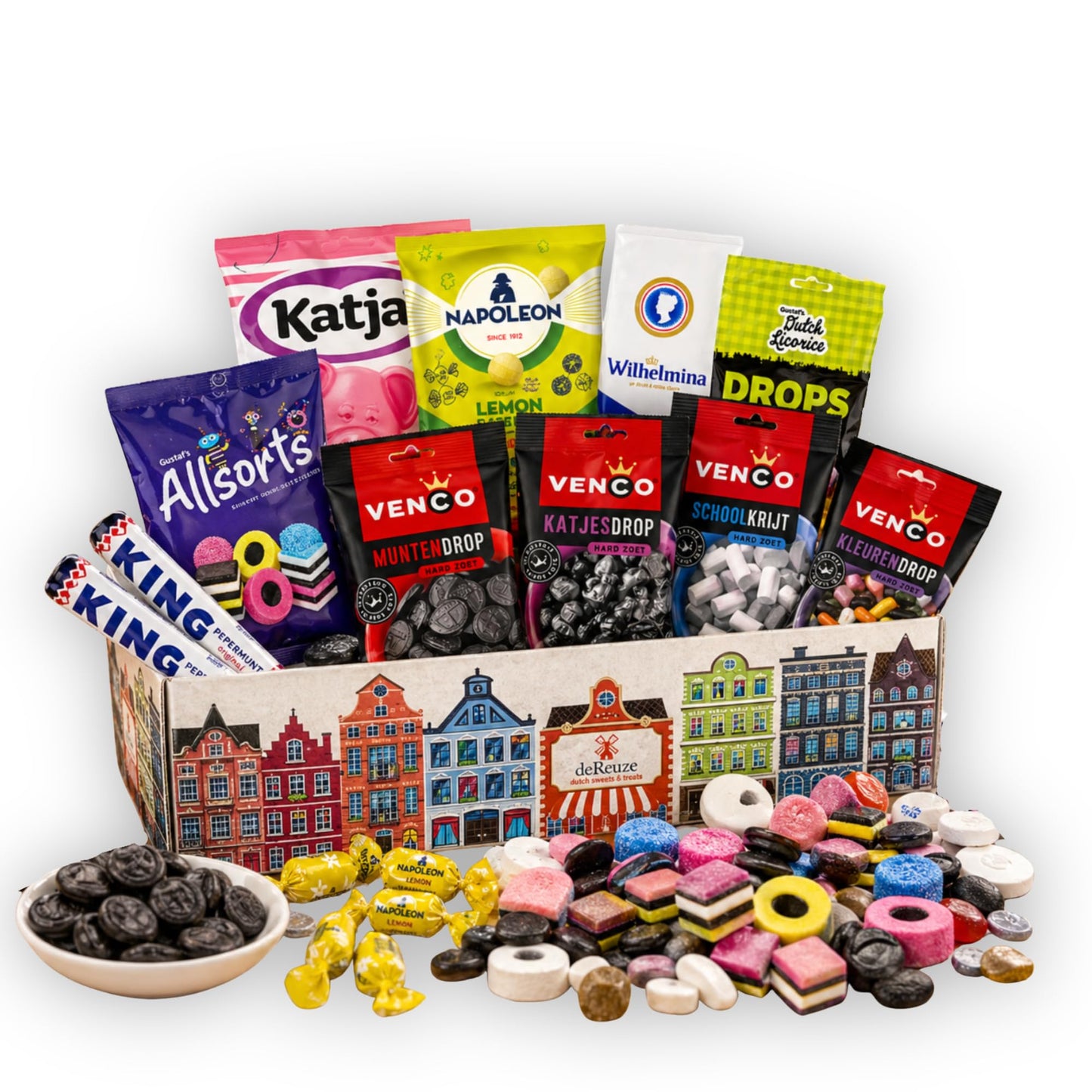 deReuze Dutch Candy Variety Pack with Black Licorice Candy in a Flip Top Box, Gift of Premium Assortment of Authentic Imported Sweet Treats from