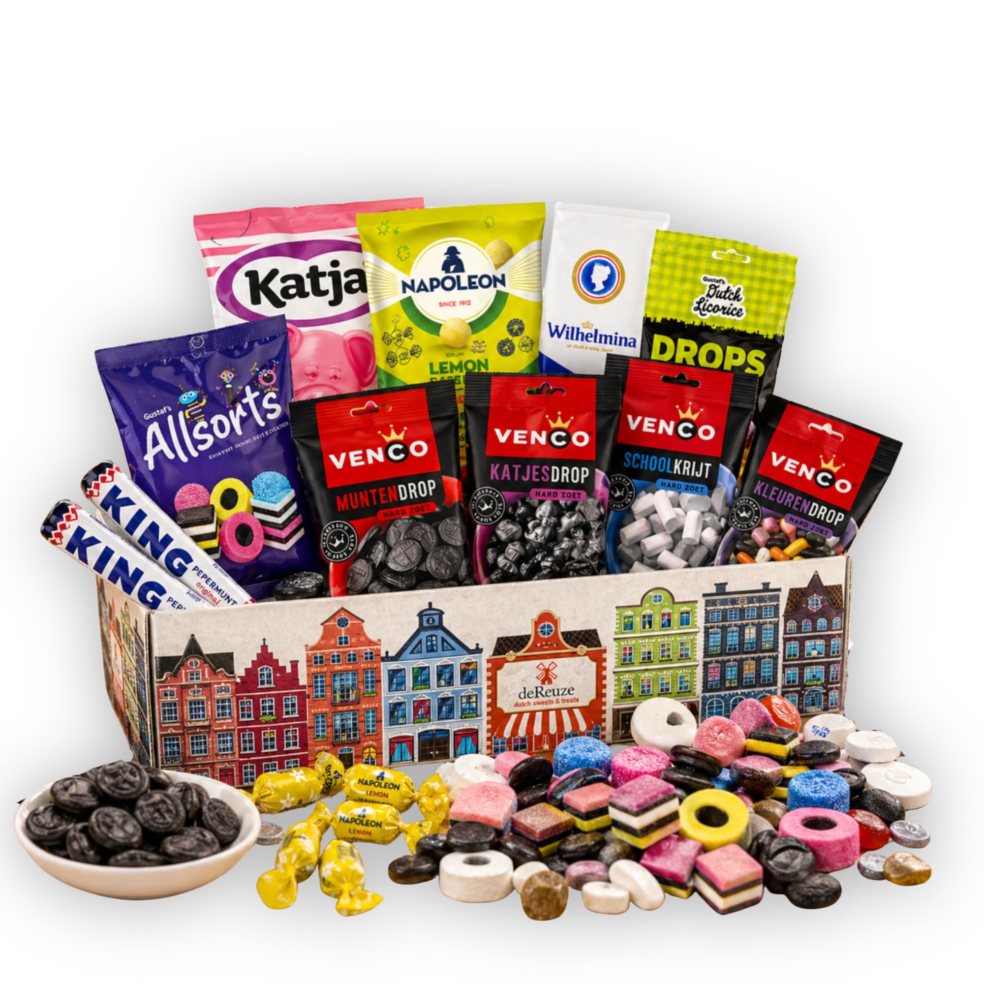 deReuze Dutch Candy Variety Pack with Black Licorice Candy in a Flip Top Box, Gift of Premium Assortment of Authentic Imported Sweet Treats from