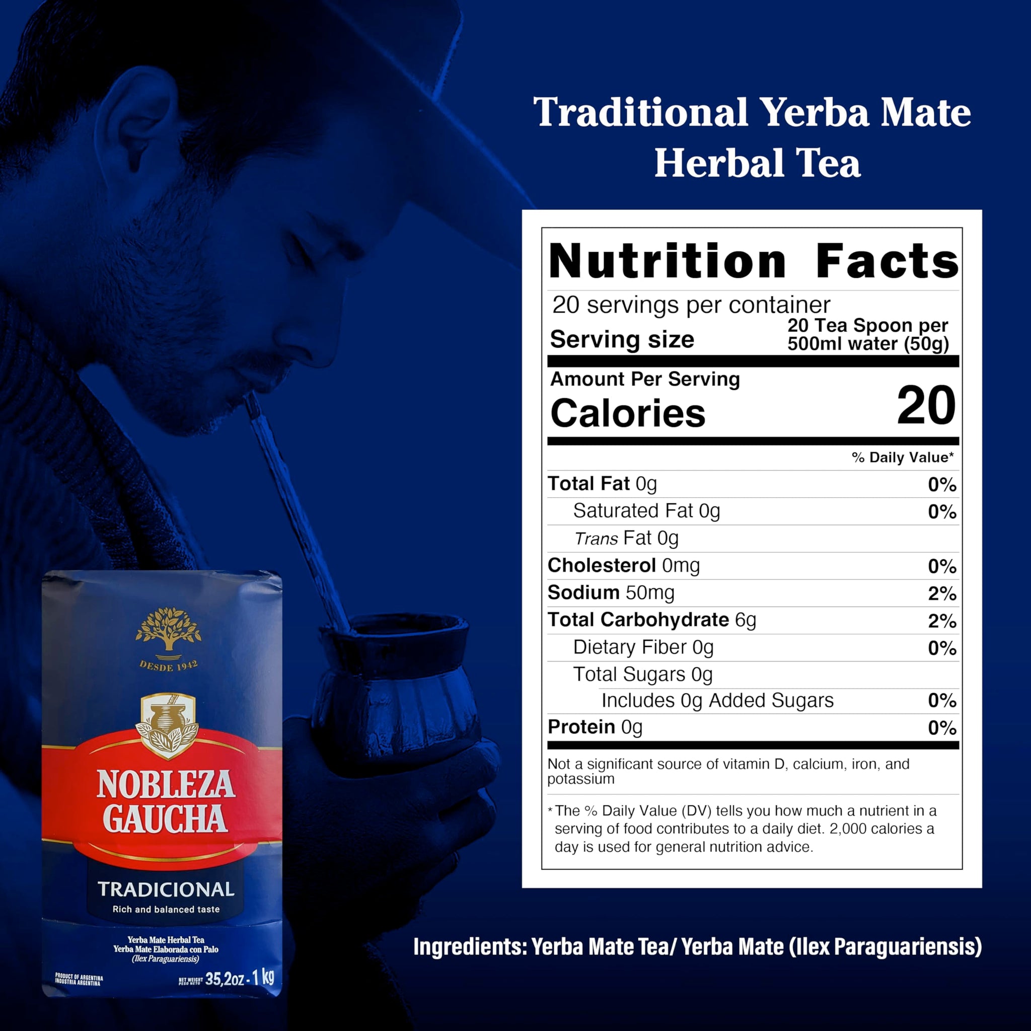 Nobleza Gaucha Yerba Mate Herbal Tea with Sterm | Traditional Argentina Brew USA-Specific Packaging 2.2 lbs - 3 Packs