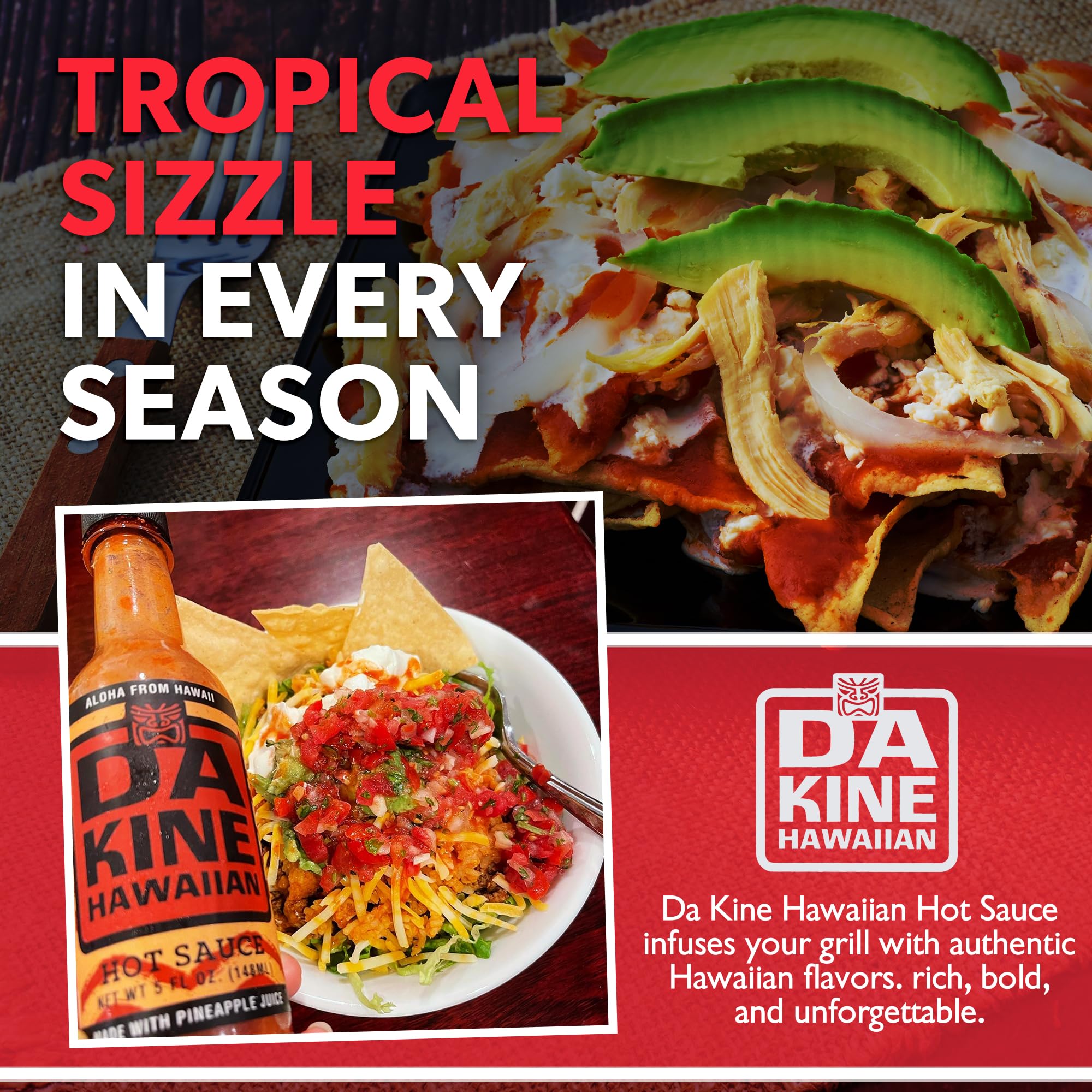 Da Kine Hawaiian Hot Sauce - Mild Cayenne Hot Sauce Made with Pineapple Juice - Hot Sauce for Dipping, Drizzling, Marinades & Everyday Cooking