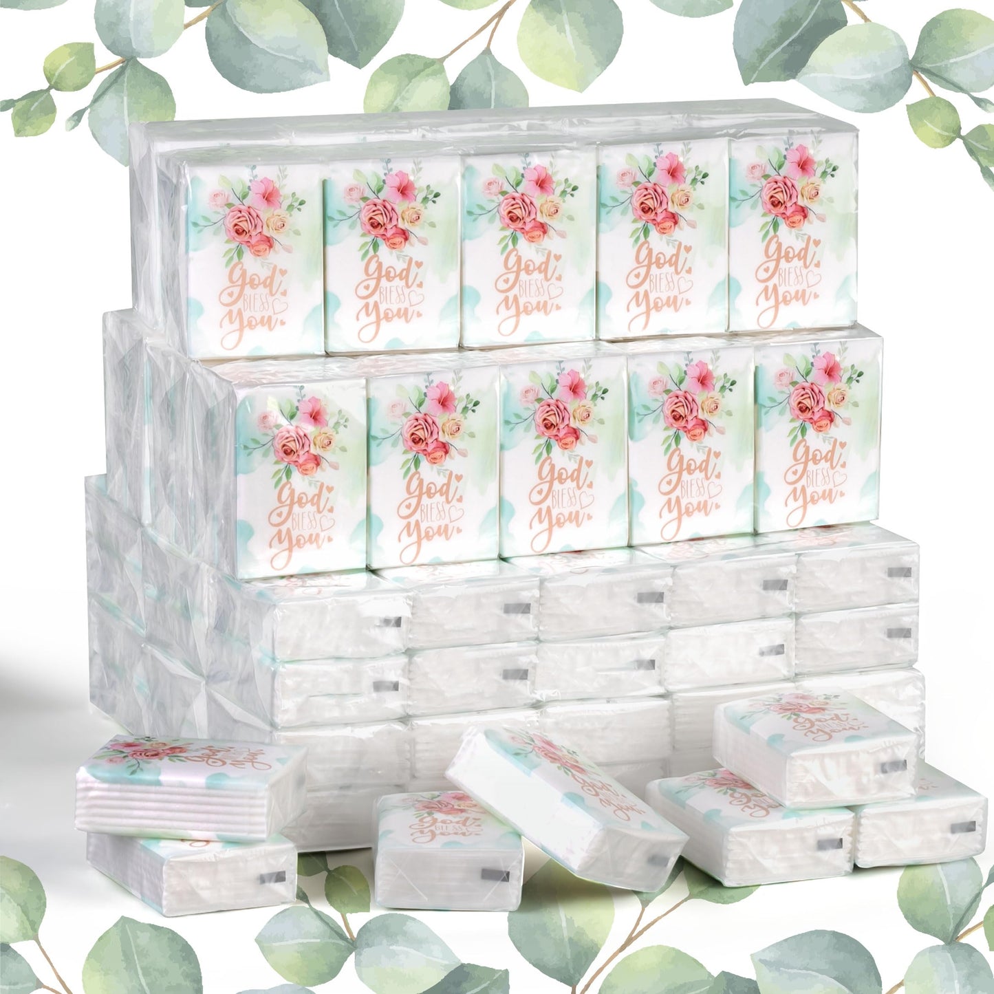 YHNTGB 120 Pack Bible theme facial tissues Individual tissue pack bulk Christian pocket size travel tissue with Floral Pattern for Holiday travel
