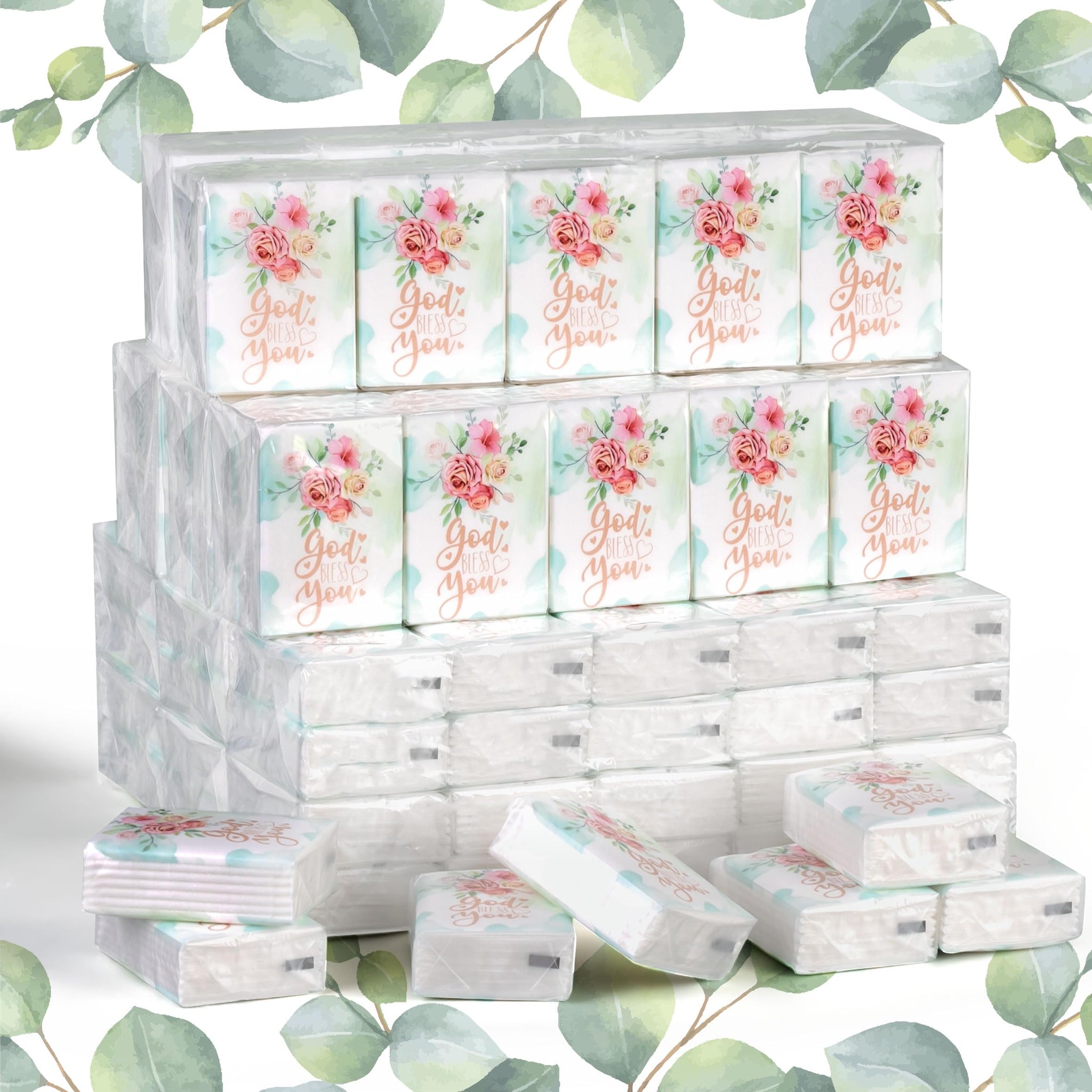 YHNTGB 120 Pack Bible theme facial tissues Individual tissue pack bulk Christian pocket size travel tissue with Floral Pattern for Holiday travel