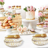 WXLDGHQ White and Gold Paper Plates Napkins Party Supplies,Disposable Gold Dot Paper Dessert Plates,105 PCS Birthday Plates and Napkins Party Supplies