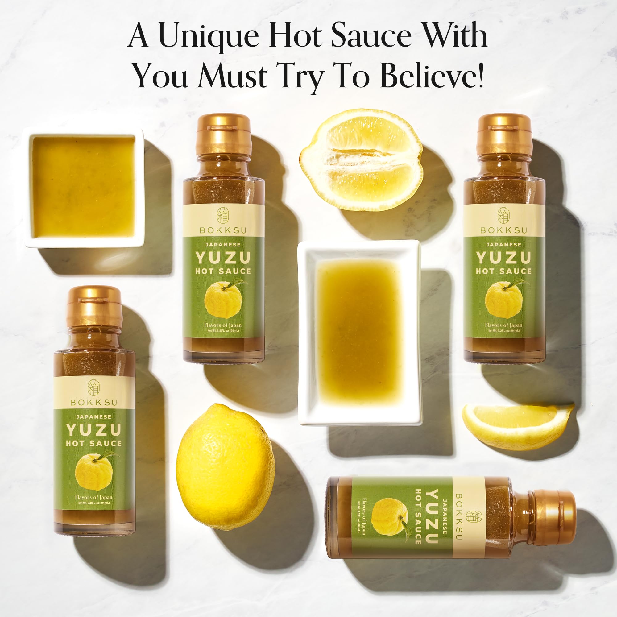 Bokksu Yuzu Hot Sauce (4-Pack) - Unique Spicy and Tangy Flavor, Authentic Japanese Yuzu Kosho Sauce - Versatile Condiment for Cooking and Seasoning