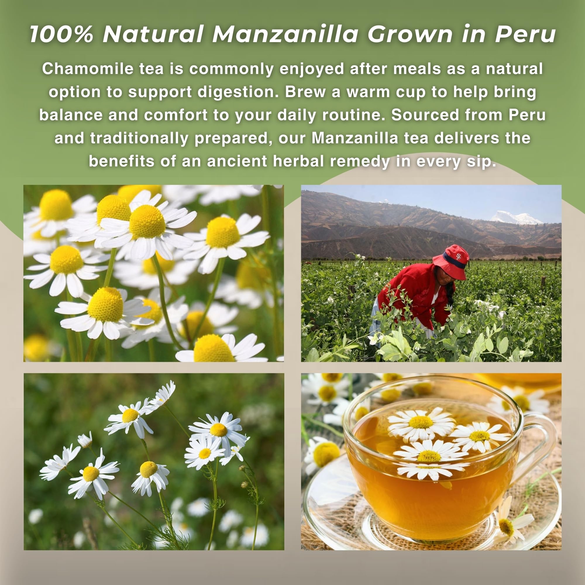 Hanan Te de Manzanilla 40g - Chamomile Loose Leaf Tea for Relaxation & Digestive Support, Natural Herbal Tea from Peru (1.41oz)