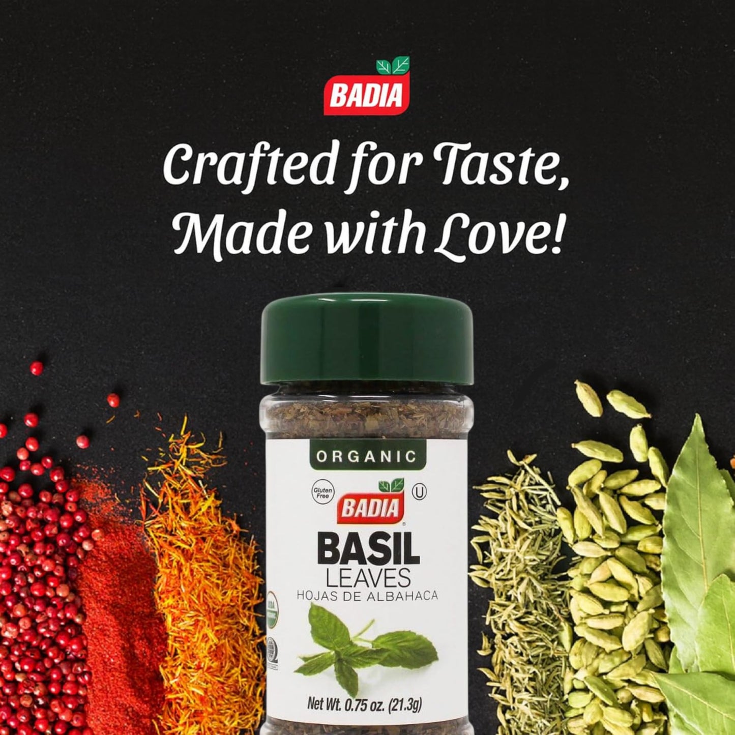 Badia Organic Basil Leaves, 0.75 oz - Dried Basil for Cooking, Seasoning & Sauces