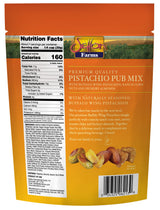 Setton Farms Pistachio Pub Mix 11 Oz. Value Bag. With Buffalo Wing Pistachios, Ranch Corn Nuts, Honey Roasted Sesame Chips and Hickory Almonds.