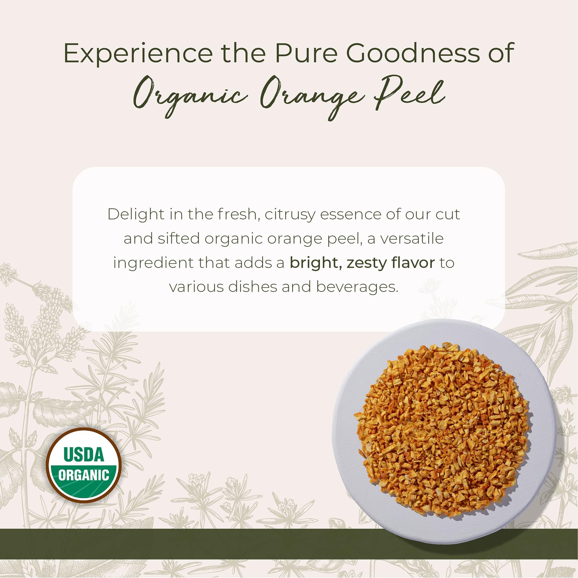 Starwest Botanicals Organic Dried Orange Peel - Pure Citrus Peel for Baking, Tea, & Spice Blends, Bright & Zesty, Cut & Sifted, Certified Kosher