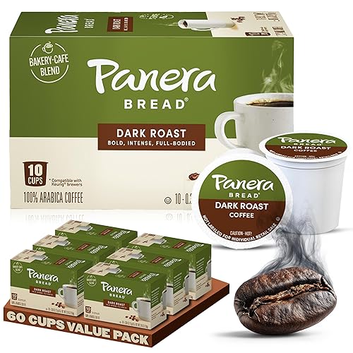 Panera Bread Dark Roast Coffee Pods, 100% Arabica Keurig Compatible, Bold & Smooth Dark Chocolate Finish, Kosher Certified, Recyclable Single Serve