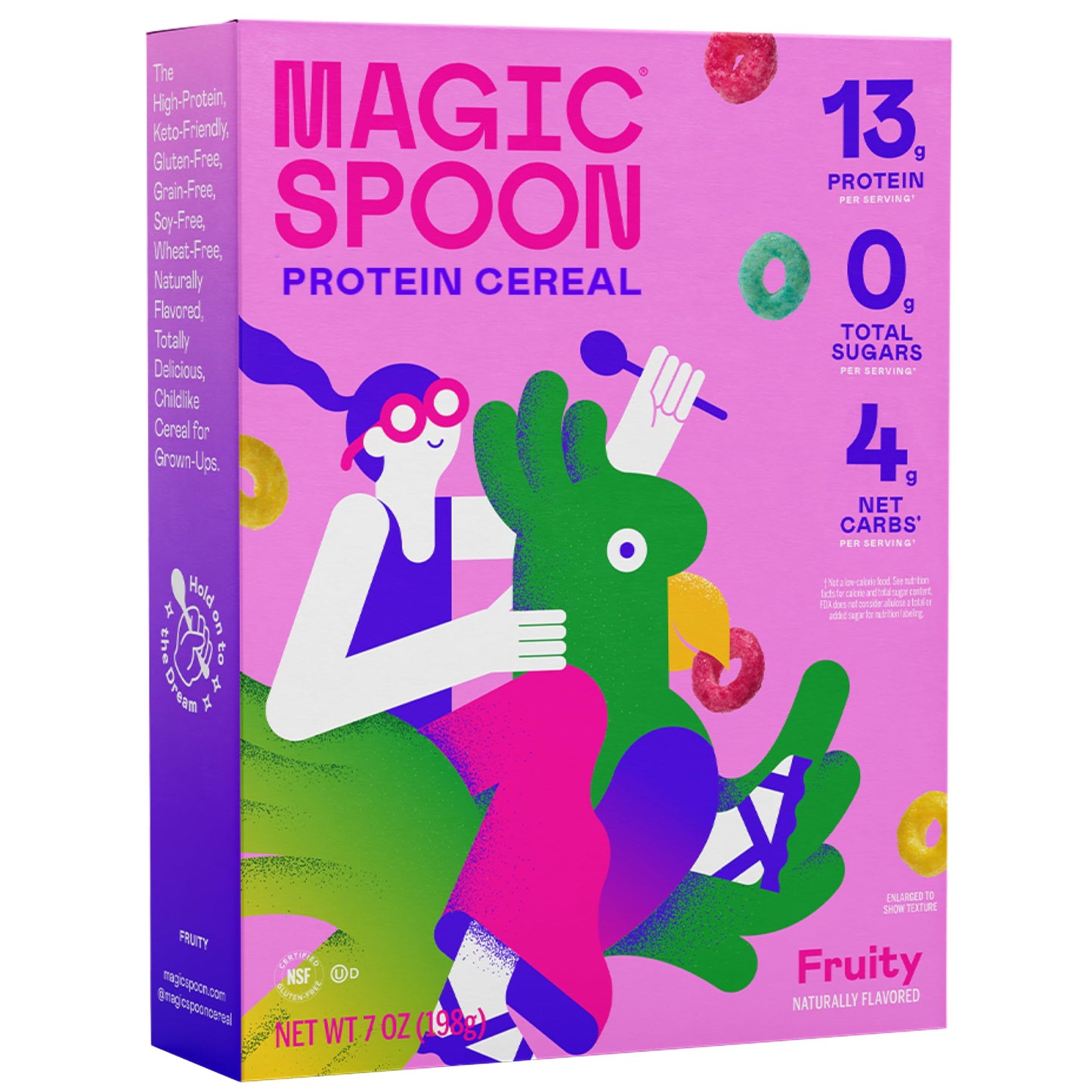 Magic Spoon Fruity High Protein Cereal - Sugar Free Snacks & Breakfast Food - Grain & Gluten Free Cereal - Low Carb & Keto Friendly - 7oz Fruity Box