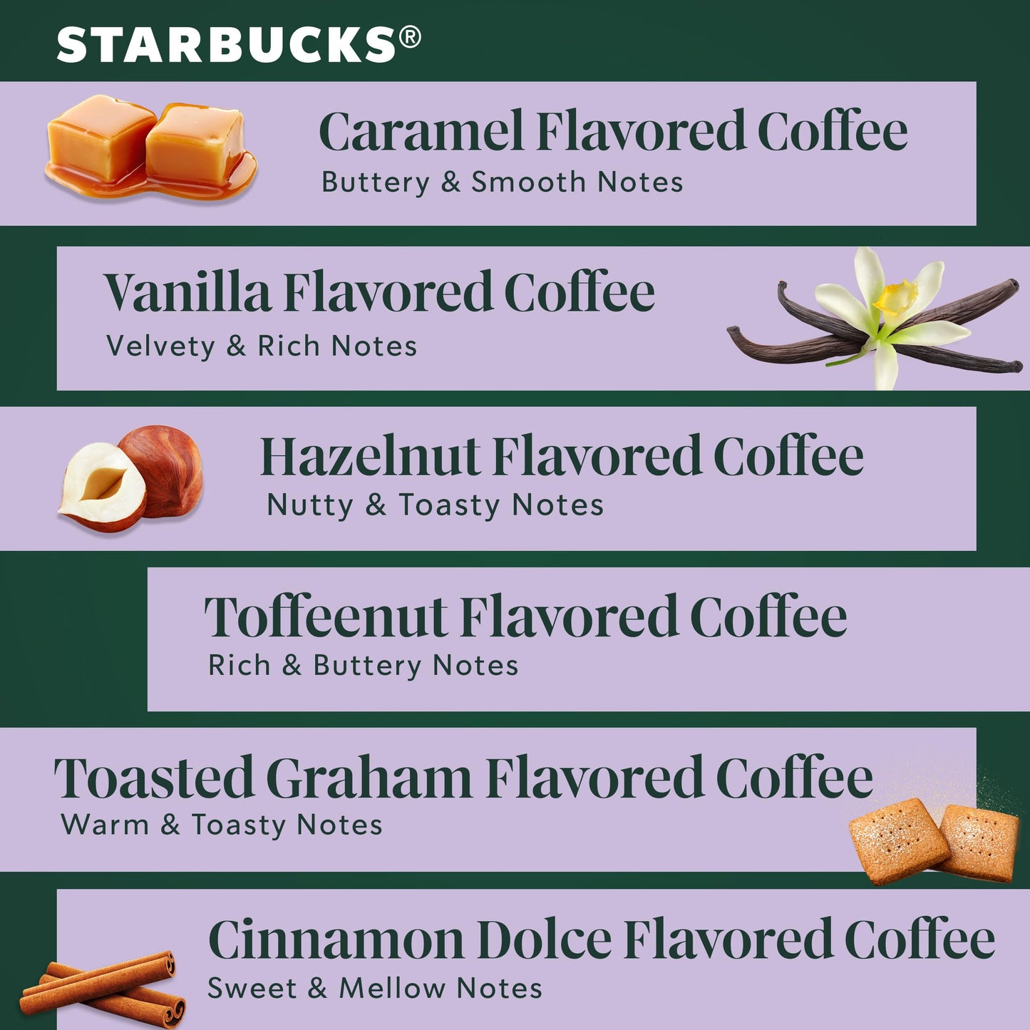 Starbucks K-Cup Coffee Pods, Flavored Hot or Iced Coffee, Variety Pack, 60 Keurig Pods