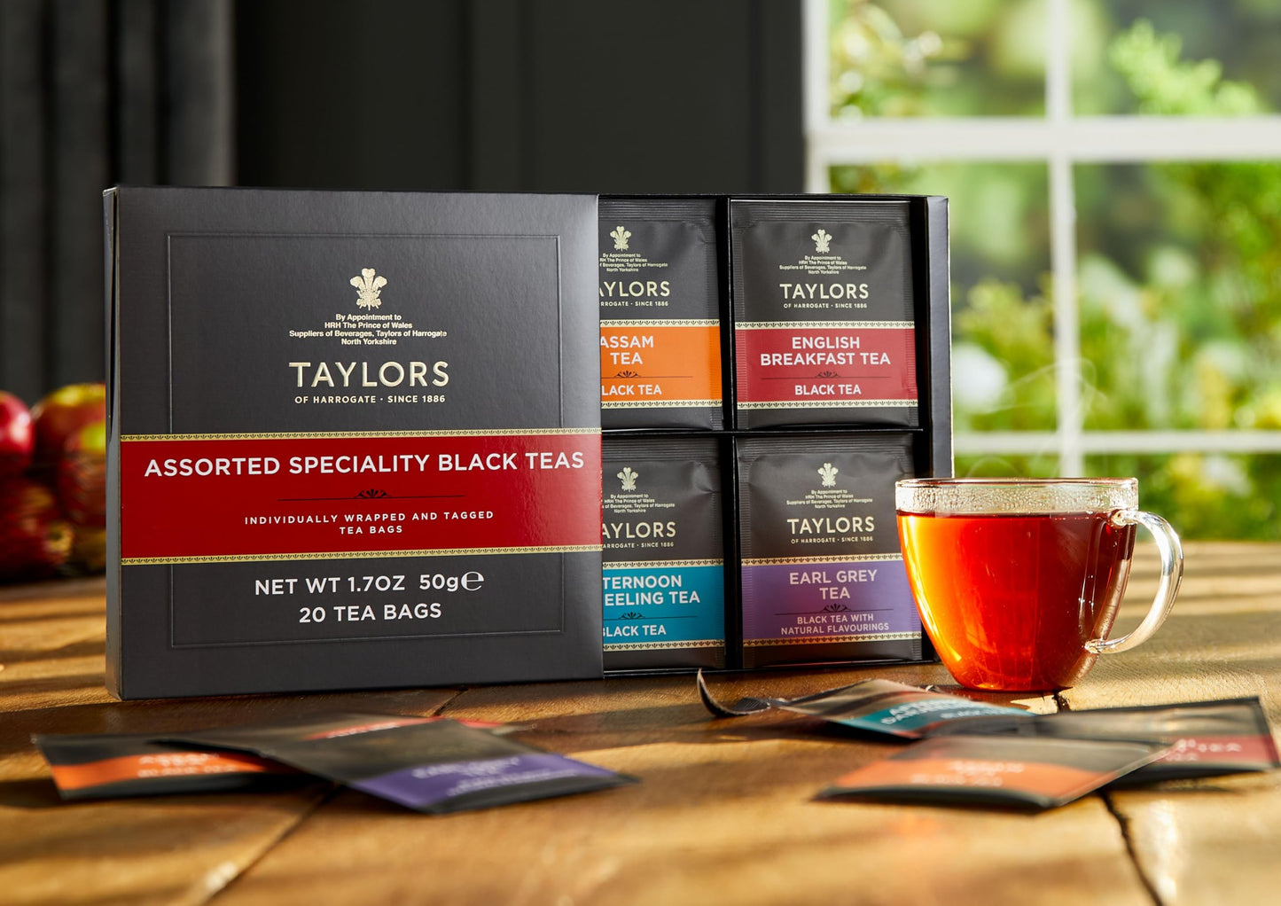 Taylors of Harrogate Assorted Specialty Black Teas Sampler, Variety Gift Box, Individually Wrapped Bags, 20 Count (Pack of 1), English Breakfast, Earl
