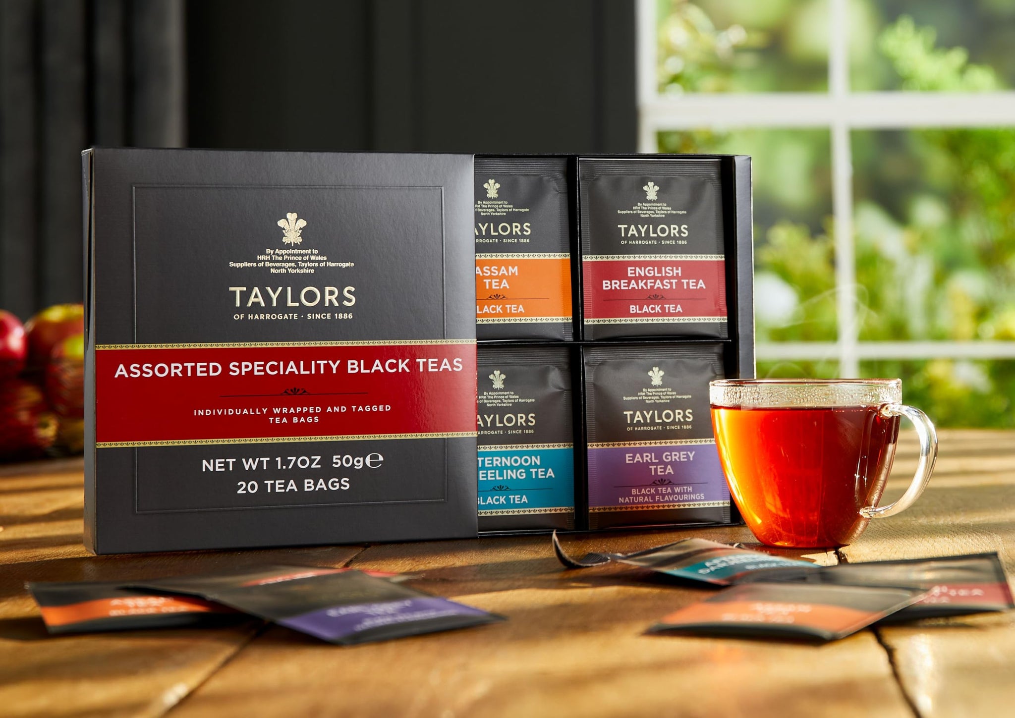 Taylors of Harrogate Assorted Specialty Black Teas Sampler, Variety Gift Box, Individually Wrapped Bags, 20 Count (Pack of 1), English Breakfast, Earl
