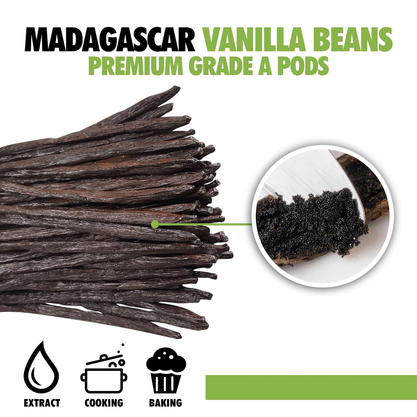 4oz Organic Madagascar Vanilla Beans Grade A. Certified USDA Organic. 6"-8" by FITNCLEAN VANILLA. Bulk for Extract, Cooking and Baking by the Weight