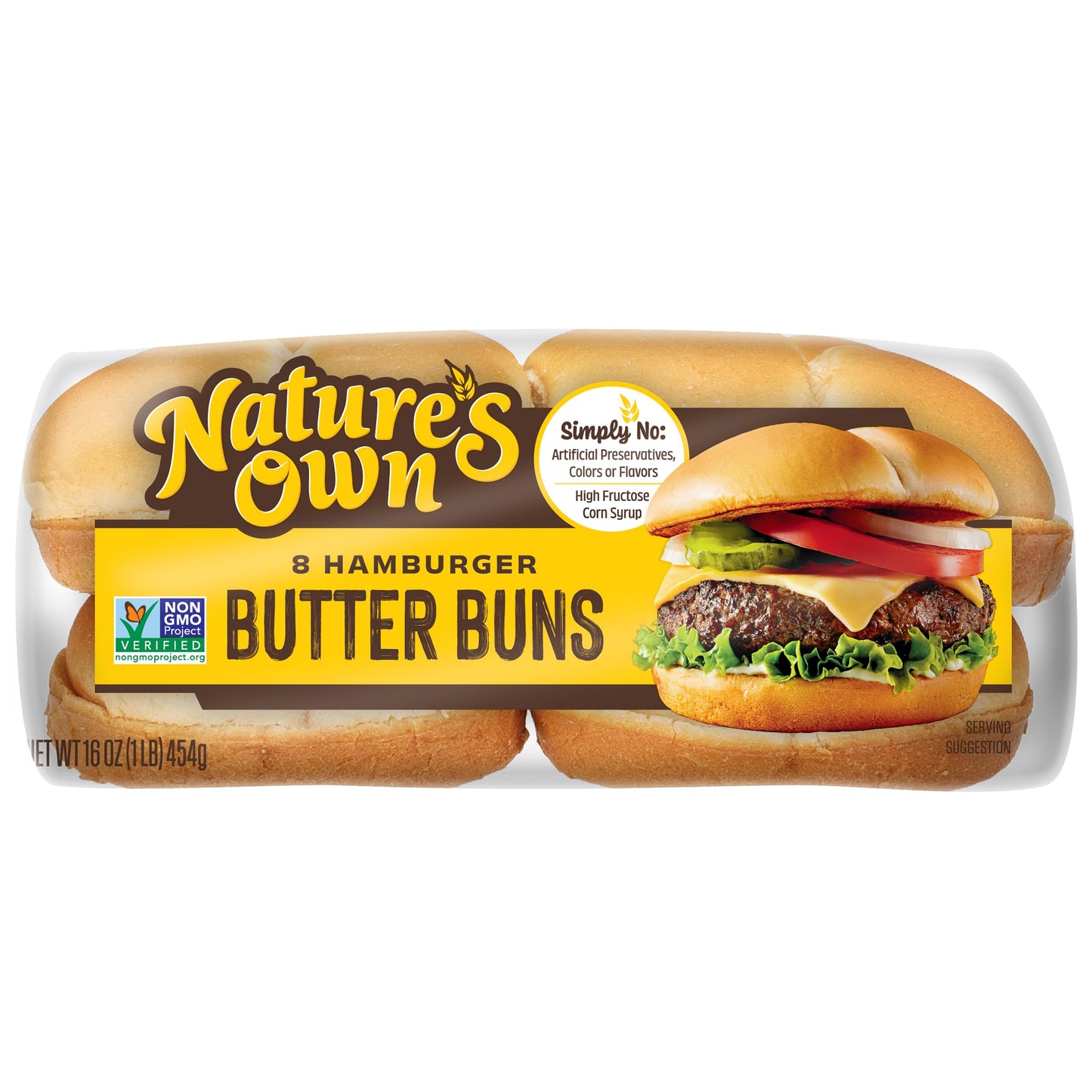 Nature's Own Butter Buns Hamburger Buns, Non-GMO Hamburger Buns, 8 Count