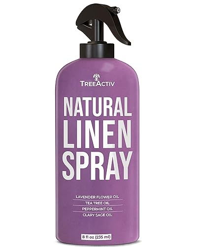 TreeActiv Natural Linen Spray, 8 fl oz, Lavender for Sleep, Beddings, Pillows, and Sheets With Tea Tree, Pillow Mist Freshener, 2000+ Sprays