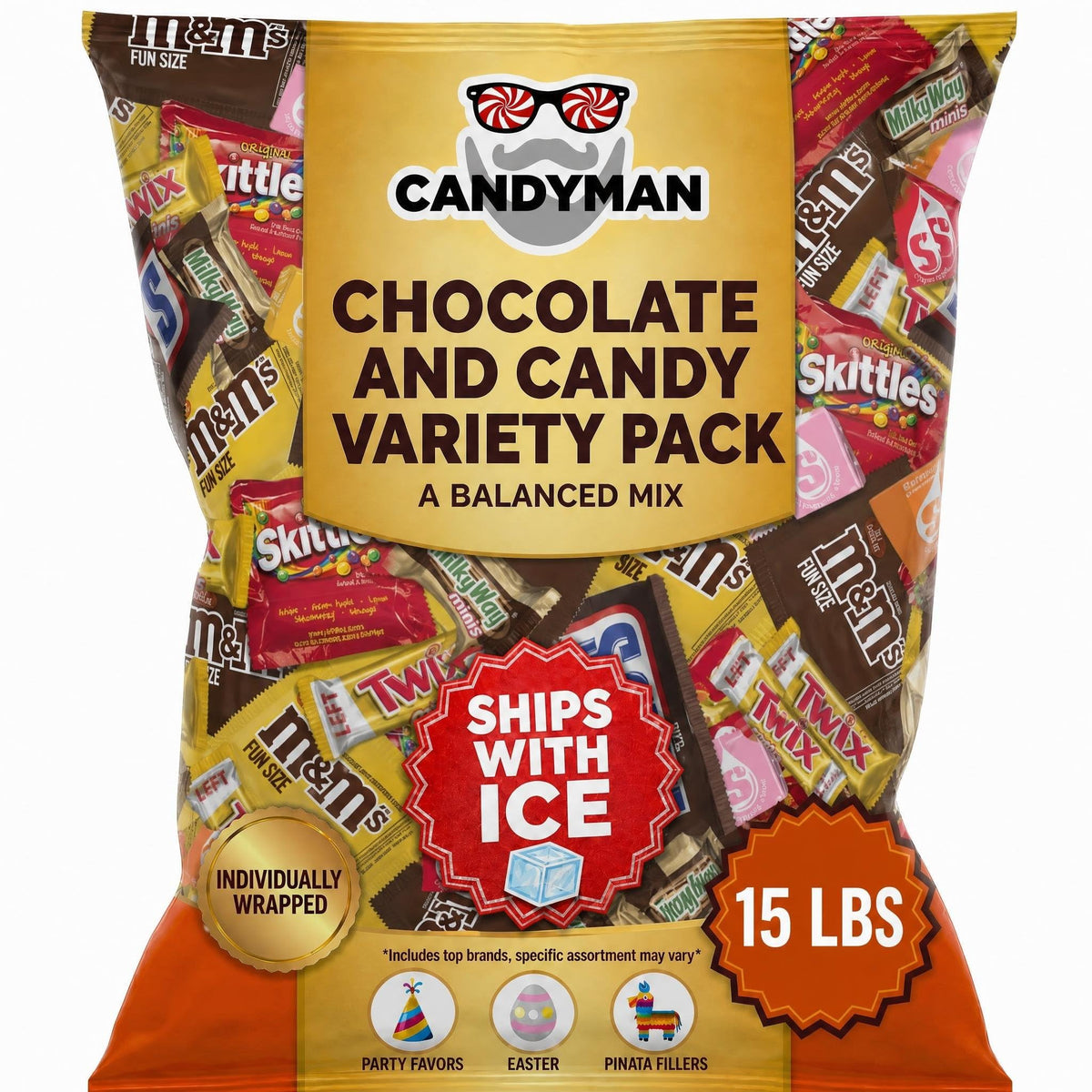 Candyman Candy Variety Pack, Bulk Candy & Chocolate, 15 lb