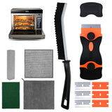 MiToBeLe Heavy Duty Oven Cleaner Brush Set,Oven Cleaning Kits,Oven Cleaning Tools Accessories with Razor Blade Scraper,Crevice Cleaning Brush,Pumice