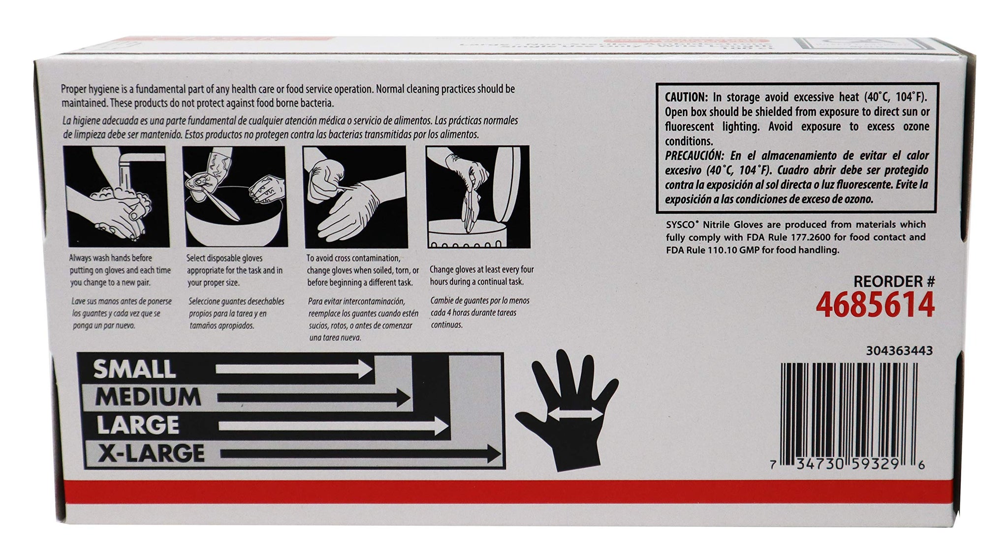 Sysco Nitrile High Performance Gloves, Powder Free, Food Grade, Disposable (100 Gloves Pack) (Large - Black)