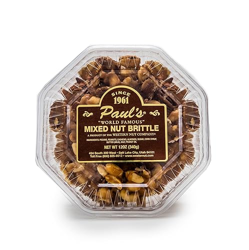 Western Nut Company Brittle Gift in 12oz Plastic Tray, Candy & Chocolate Gifts - Mixed Nut Brittle