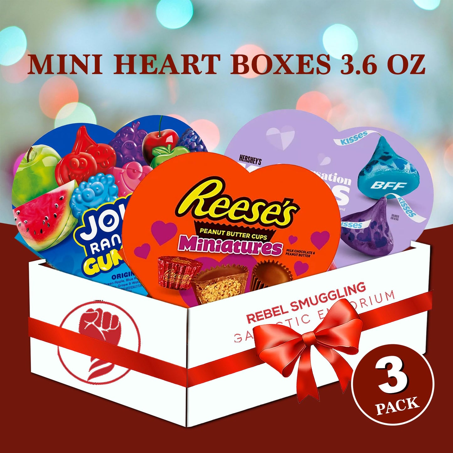 Valentine's Day Candy Gift Box Variety 3 Pack - Heart Shaped Chocolate Care Packages by Rebel Smuggling Galactic Emporium