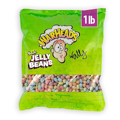 WARHEADS® Sour Jelly Beans Bulk Candy - Assorted Fruit Flavors (Black Cherry, Blue Raspberry, Green Apple, Lemon, Orange, Watermelon) - Sour Candy