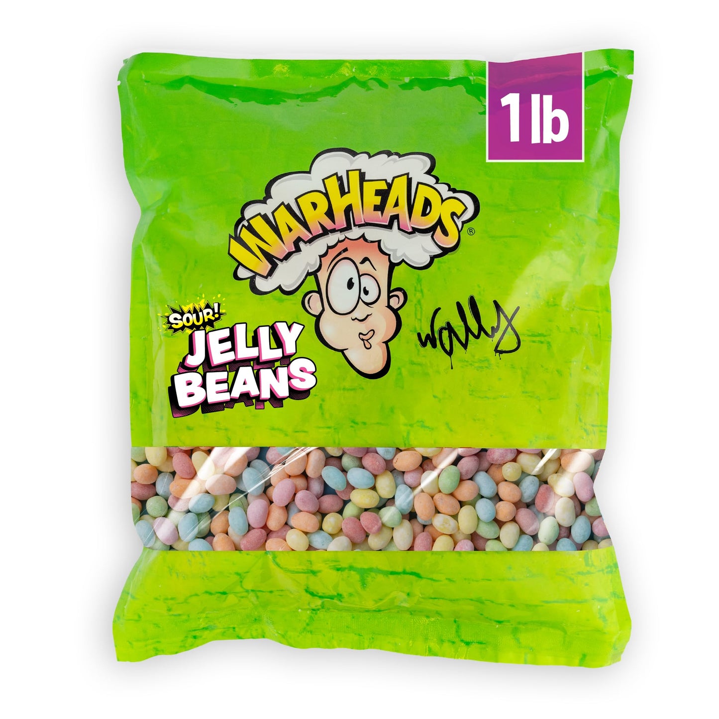 WARHEADS® Sour Jelly Beans Bulk Candy - Assorted Fruit Flavors (Black Cherry, Blue Raspberry, Green Apple, Lemon, Orange, Watermelon) - Sour Candy