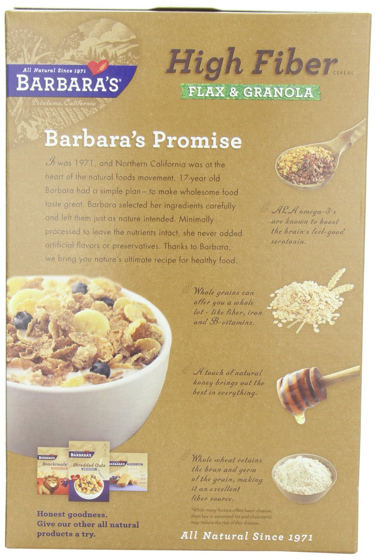 Barbara's Bakery - High Fiber Cereal, Flax & Granola, 12 oz (Pack of 3)