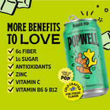 Popwell Ginger Pop Better-For-You Prebiotic Soda, with 6g Fiber, 1g Sugar, Vitamins and Immunity Support, 12 fl oz Cans (pack of 12)