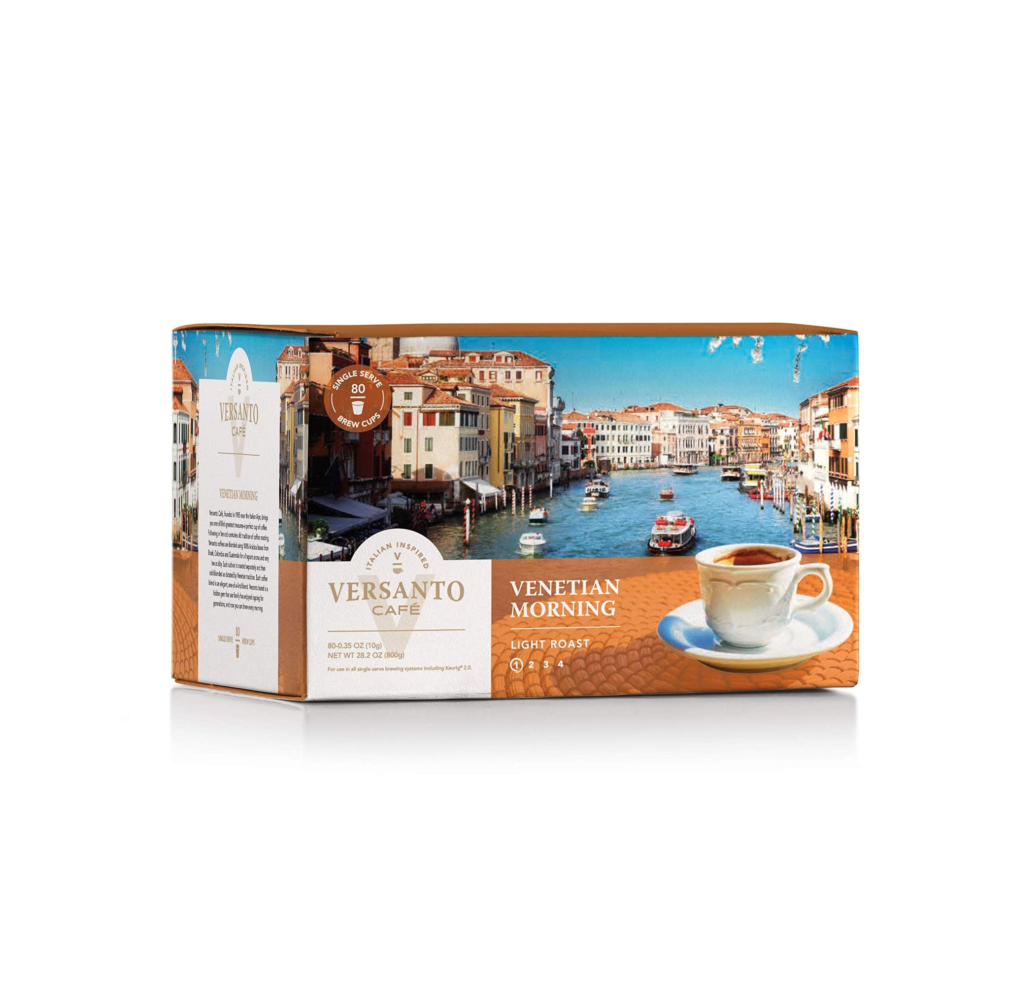 Versanto Café Coffee Single Serve Coffee Cups, Fits Keurig K Cup Brewers, Venetian Roast, 80 Coffee Pods