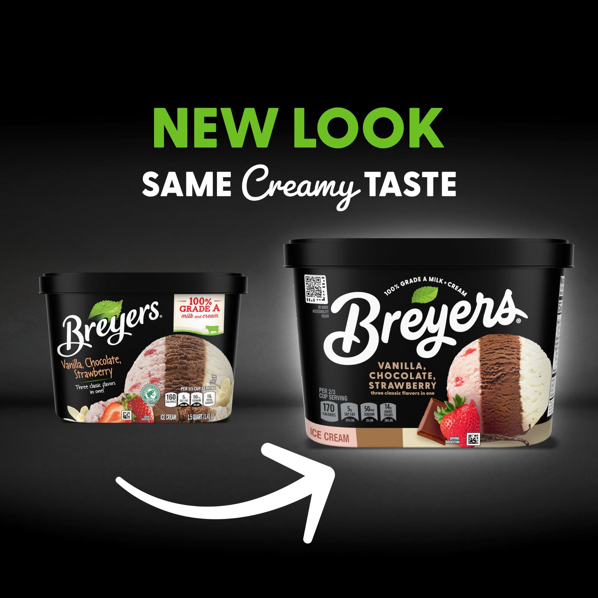 Breyers Original Ice Cream for a Delicious Frozen Treat Vanilla Chocolate Strawberry Made with 100% Grade A Milk and Cream, 48 Oz