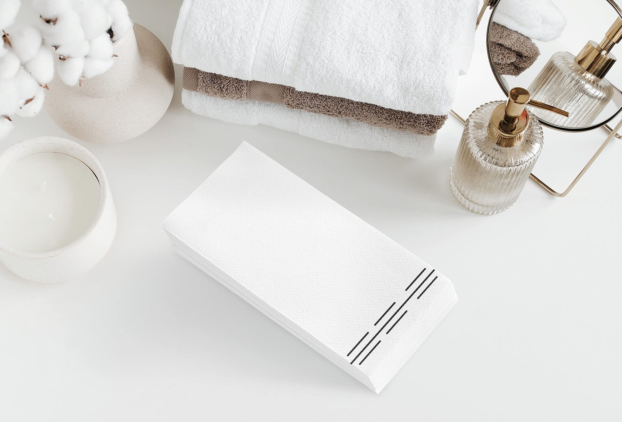 100 Pack Linen Feel Guest Paper Hand Towels | Disposable Super Absorbent Airlaid Paper Towels For Bathroom, Party, Weddings, Or Events | 12 x 17