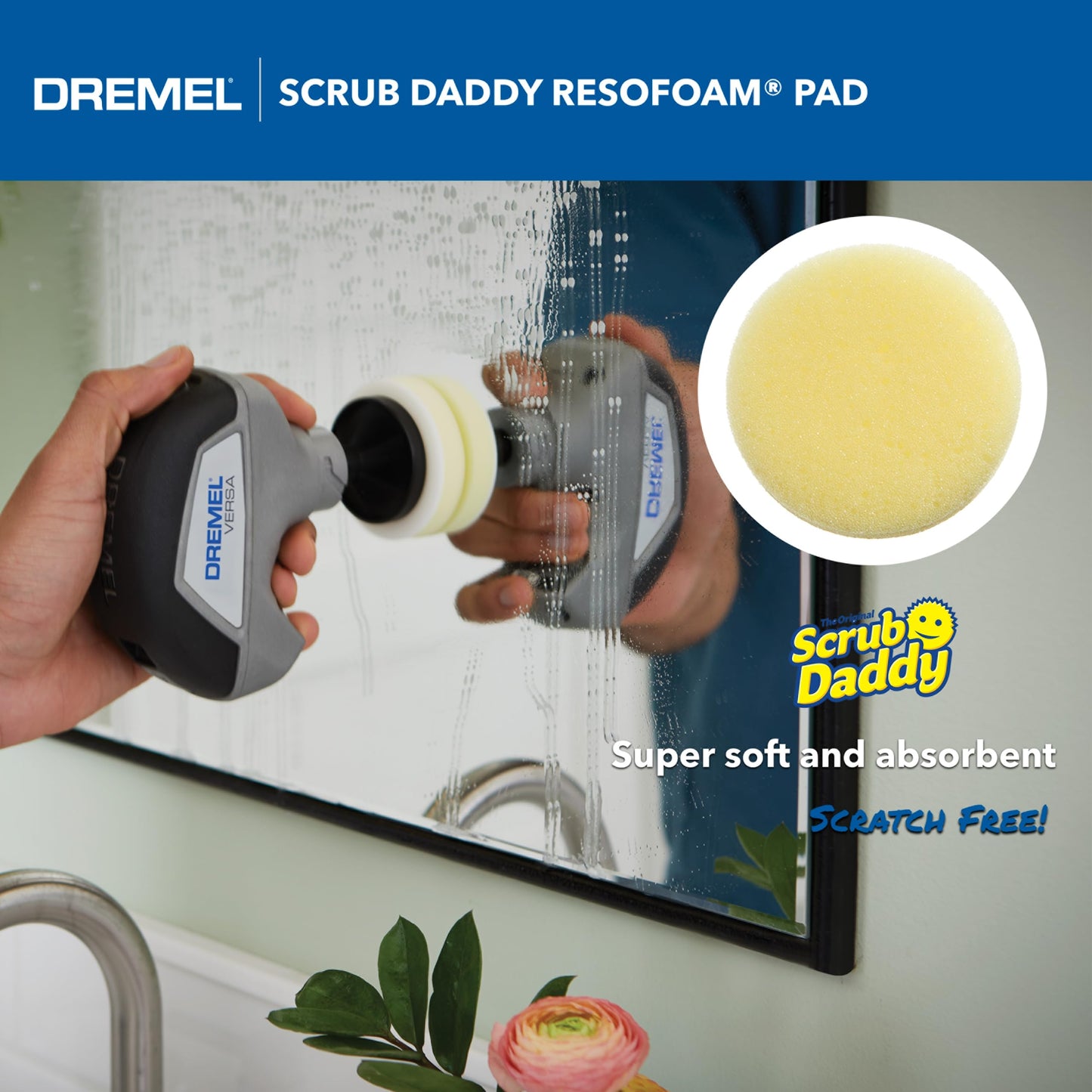 Dremel Versa 5-Pack Scrub Daddy Cleaning Sponge Pads, Variety Pack for Multi-Surface Cleaning, for use in Kitchen, Household and Bathroom - Compatible