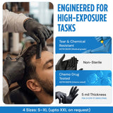 SAFEKO Heavyweight Nitrile Gloves | Black | 5 Mil | Large | 100 Gloves, Latex Free, Powder Free | 6027BX