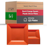 Smarty Had A Party Disposable Plastic Dinnerware, 9.5" Heavy Duty Square Orange Plates for Parties and Events, Bulk Supplies for All Occasions (120