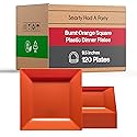 Smarty Had A Party Disposable Plastic Dinnerware, 9.5" Heavy Duty Square Orange Plates for Parties and Events, Bulk Supplies for All Occasions (120