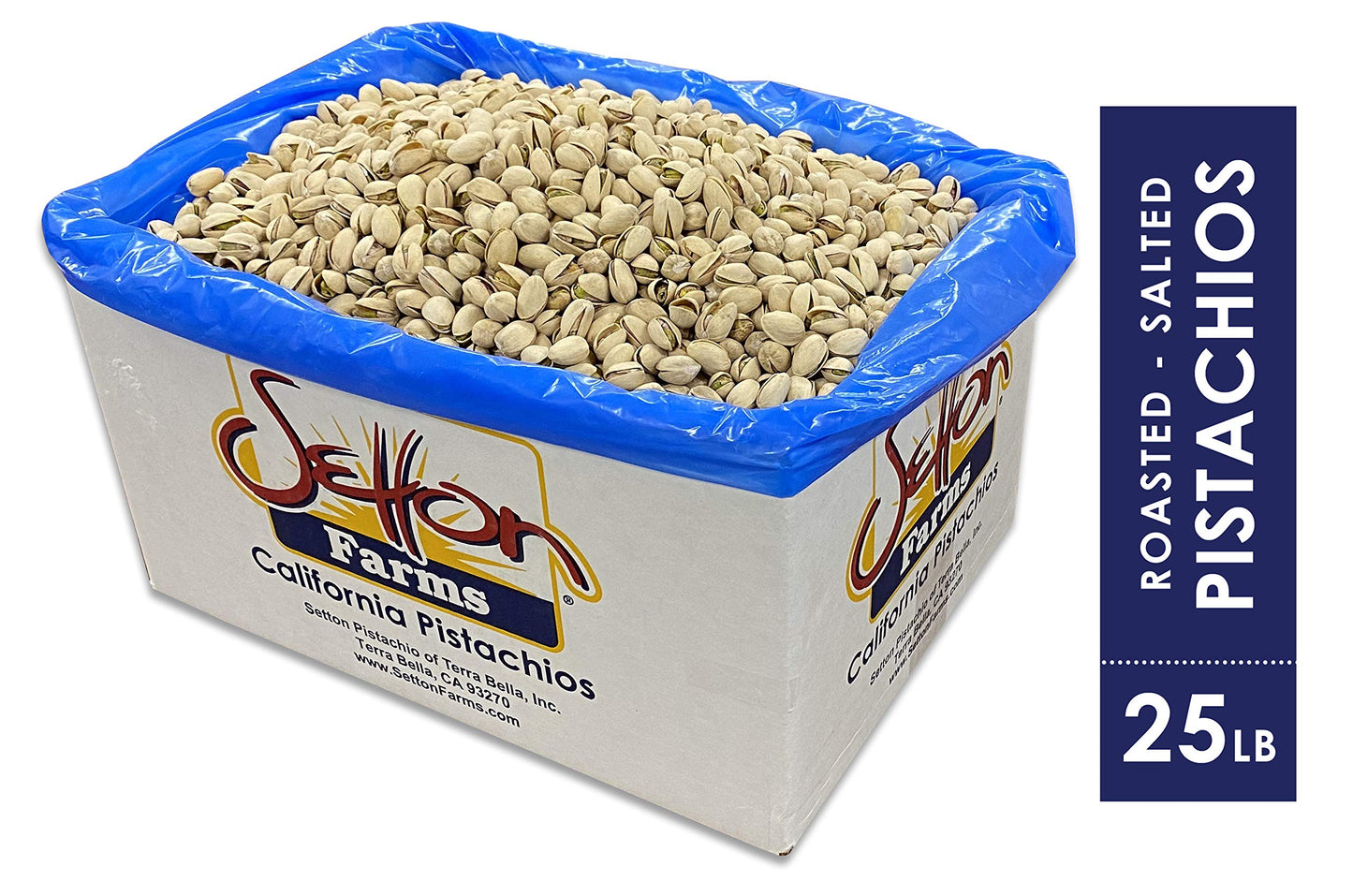 Setton Farms Pistachios, Bulk Box of Roasted Salted Pistachios, Premium California In Shell Pistachio Nuts, 25 pound case, Large Pistachios, Certified