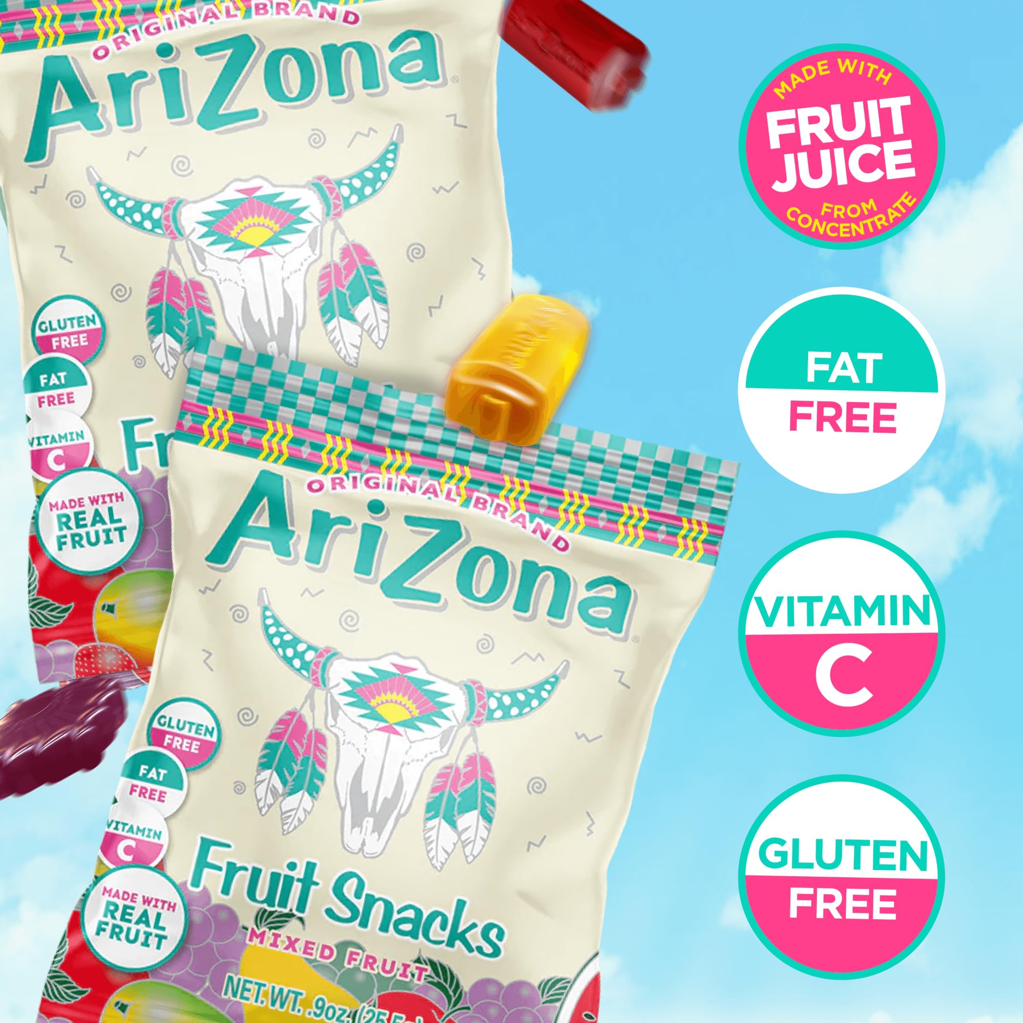 AriZona Iced Tea Fruit Snacks, Mixed Fruit - 0.9 oz, 10 count Box