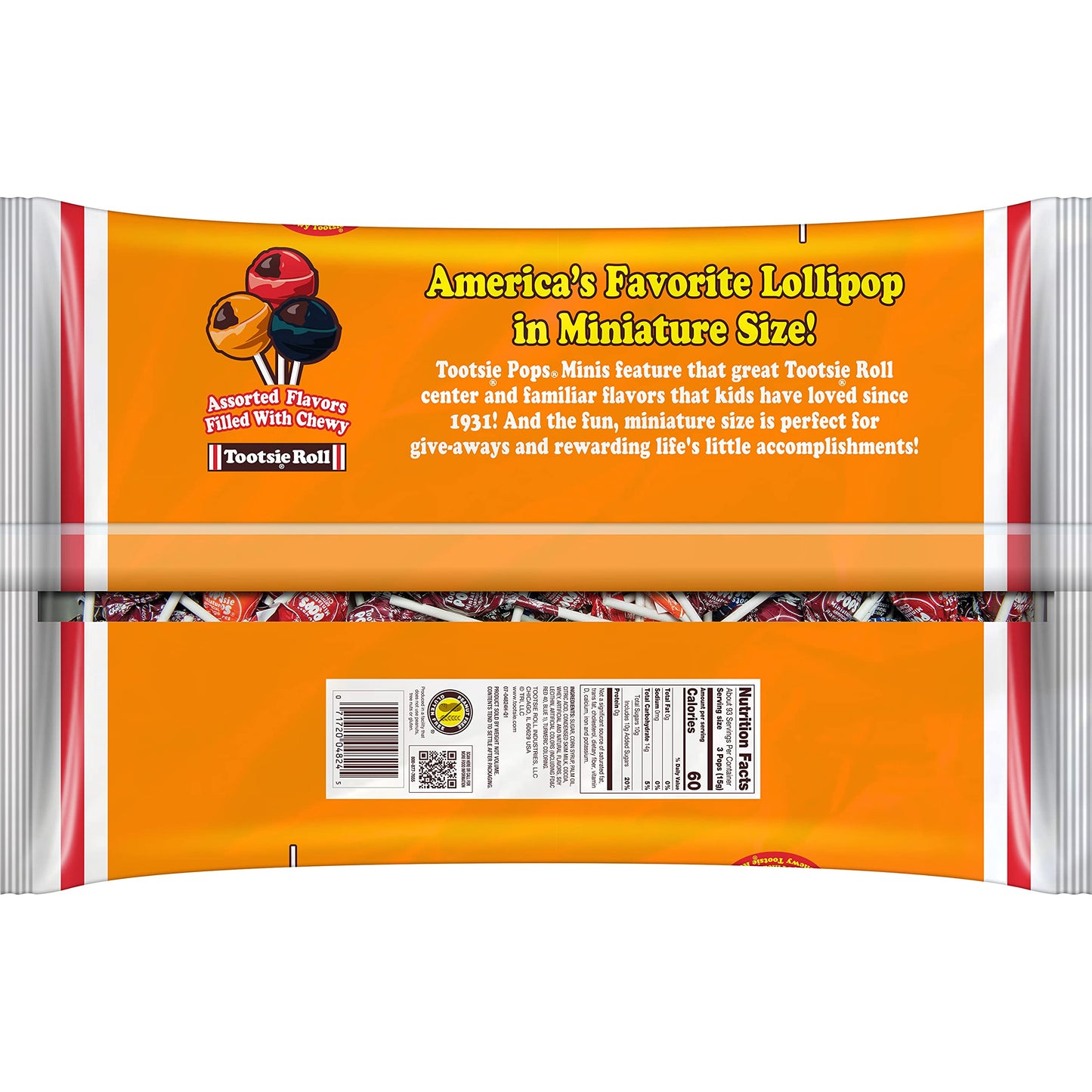 Tootsie Roll Pops Original Fruity Lollipop with Chocolatey Center - Individually Wrapped Lollipop Candy - Peanut Free, Gluten Free - 280 Count, 50.37