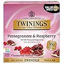 Twinings Pomegranate & Raspberry Herbal Tea Individually Wrapped Bags, 100 Count (Pack of 1), Naturally Caffeine-Free, Enjoy Hot or Iced, 100 Teabags