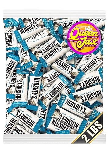 Hershey's Cookies 'n' Creme Snack Size Bars - 2 Pound (32 oz) - Hershey's Bulk Candy - Individually Wrapped Chocolate - By Queen Jax