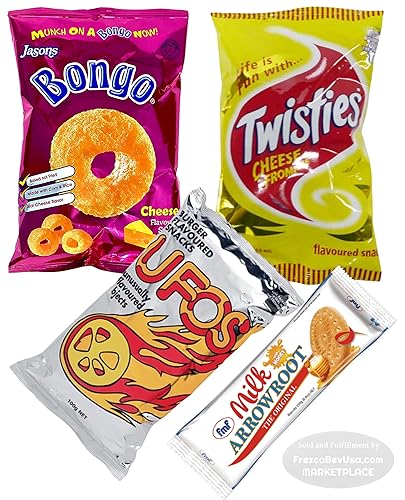 FIJI Snacks Favorites Variety Pack (Pack Of 4) Cheese Bongo, Cheese Twisties, UFO'S, Milk Arrowroot Biscuits FijiSnack.com