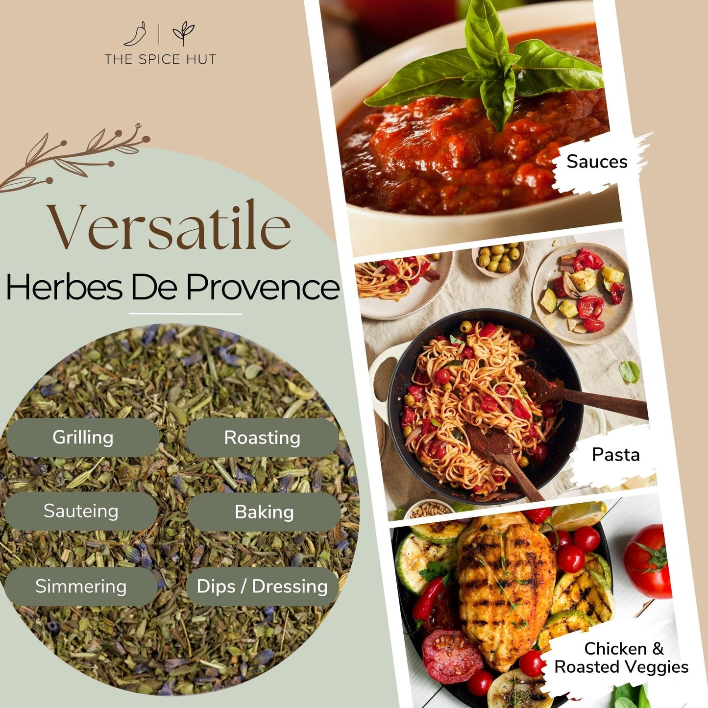 Spice Hut - Organic Herbes De Provence Seasoning Mix with Lavender, No Salt, Authentic Provencal Blend- French Herbs de Provence Spice for Cooking