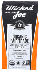 Wicked Joe Organic Coffee French Decaf Ground, Coffee, 12 Oz